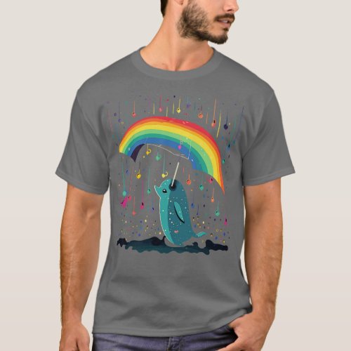Narwhal Rainy Day With Umbrella T_Shirt