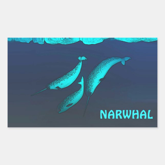 Narwhal Rectangular Sticker (Front)