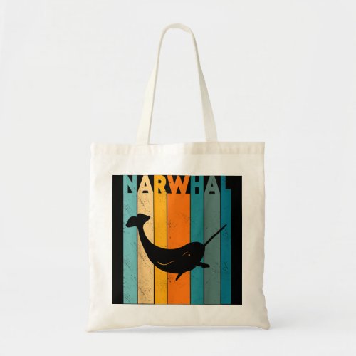 Narwhal Retro Vintage Narwhale Unicorn Of The Sea  Tote Bag