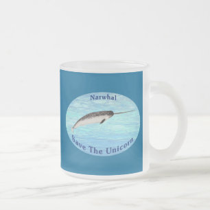 Narwhal - Save The Unicorn Frosted Glass Coffee Mug