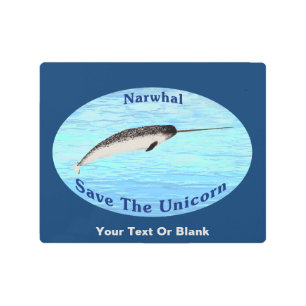 Narwhal - Save The Unicorn Metal Print