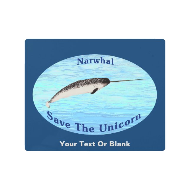 Narwhal - Save The Unicorn Metal Print (Front)