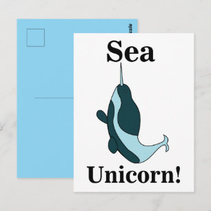 Narwhal Sea Unicorn Funny Postcard