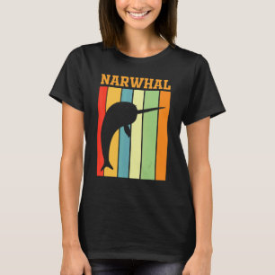 Narwhal Shadow Silhouette In Retro Colors T-Shirt