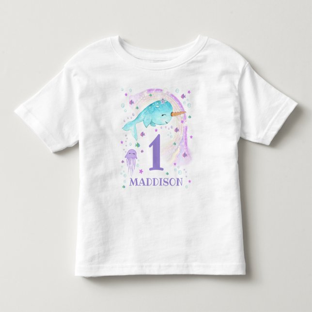 Narwhal T-Shirt Personalized Girl Narwhal T-Shirt (Front)