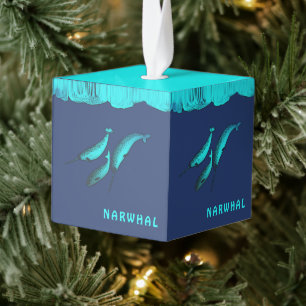 Narwhal Under The Ice Cube Ornament