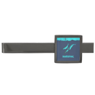 Narwhal Under The Ice Gunmetal Finish Tie Bar