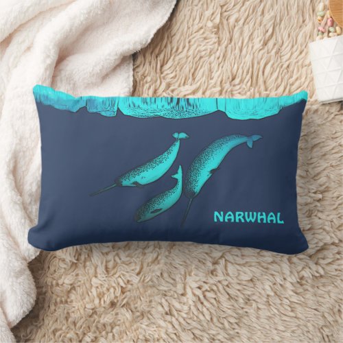 Narwhal Under The Ice Lumbar Pillow