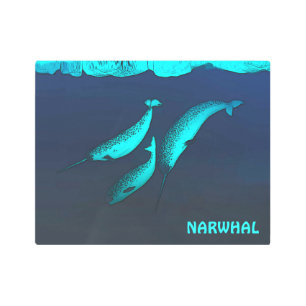 Narwhal Under The Ice Metal Print