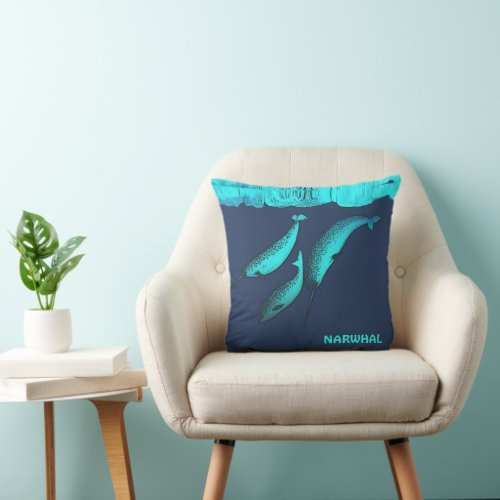 Narwhal Under The Ice Throw Pillow