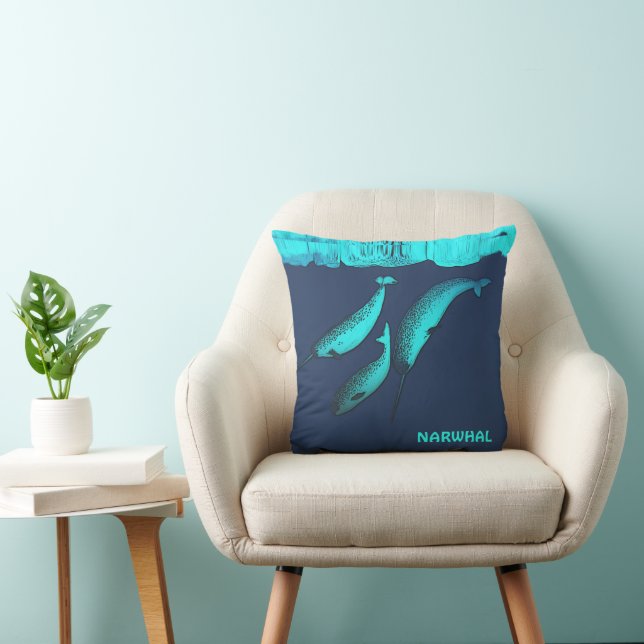 Narwhal Under The Ice Throw Pillow (Chair)