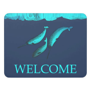 Narwhal Under The Ice - Welcome Door Sign