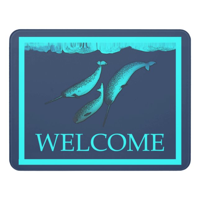 Narwhal Under The Ice - Welcome Door Sign (Contemporary Front)