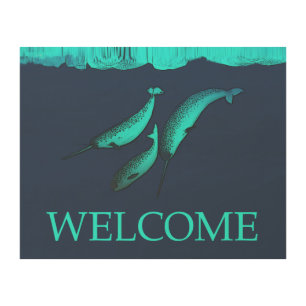 Narwhal Under The Ice - Welcome Wood Wall Art