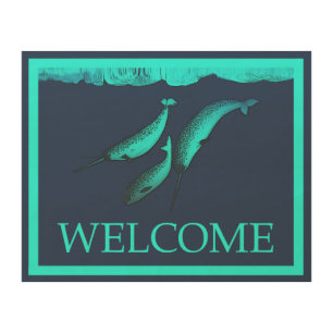 Narwhal Under The Ice - Welcome Wood Wall Art