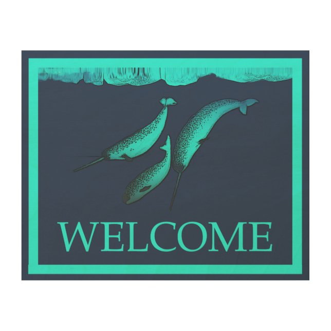 Narwhal Under The Ice - Welcome Wood Wall Art (Front)