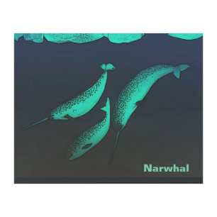 Narwhal Under The Ice Wood Wall Art
