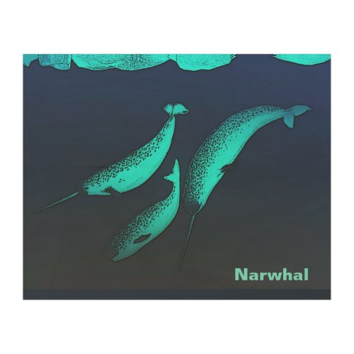 Narwhal  Under The Ice Wood Wall Art