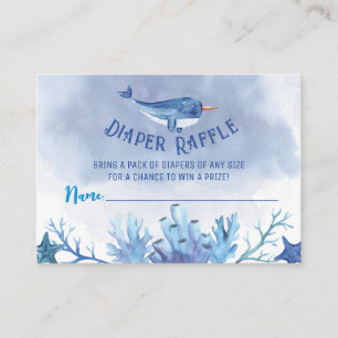 Narwhal Under the Sea Diaper Raffle Enclosure Card