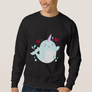 Narwhal Unicorn Love Heart Narwhale Sea Animals Fi Sweatshirt
