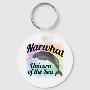 Narwhal Unicorn of the Sea, Cute Rainbow Keychain