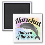 Narwhal Unicorn of the Sea, Cute Rainbow Magnet