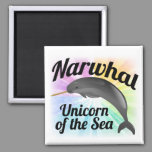 Narwhal Unicorn of the Sea, Cute Rainbow Magnet