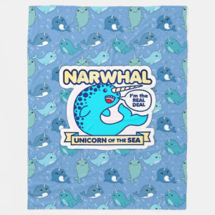 Narwhal Unicorn Of The Sea Fleece Blanket