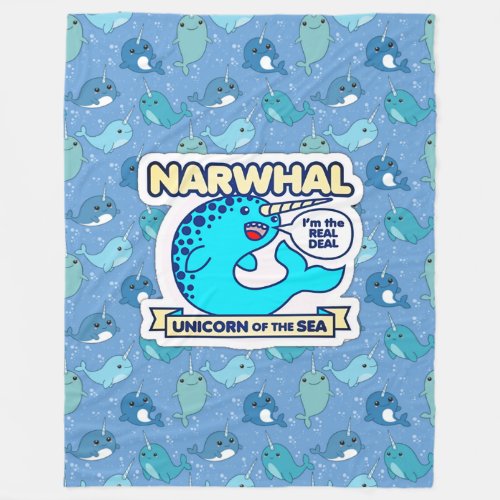 Narwhal Unicorn Of The Sea Fleece Blanket