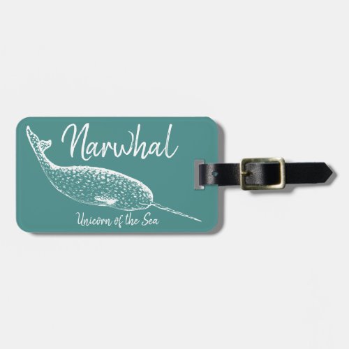 Narwhal Unicorn of the Sea  Personalized Luggage Tag