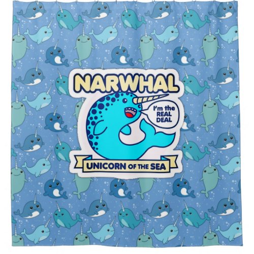 Narwhal Unicorn Of The Sea Shower Curtain