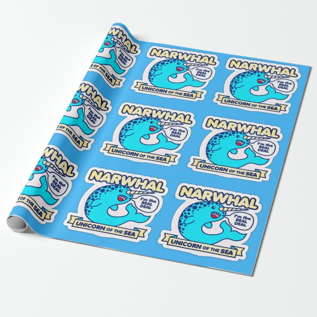 Narwhal Unicorn Of The Sea Wrapping Paper (Unrolled)