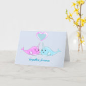 Narwhal Valentine Folded Greeting Card (Yellow Flower)
