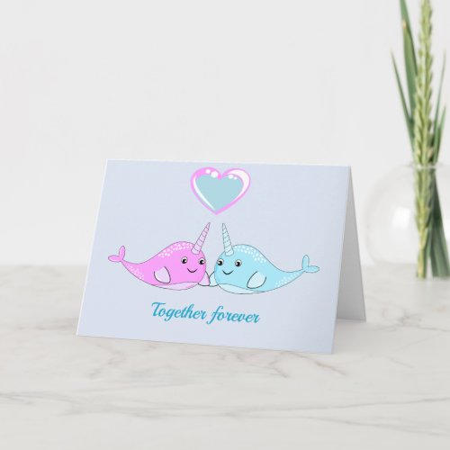 Narwhal Valentine Folded Greeting Card
