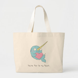 Narwhal Valentine's Day Kids Large Tote Bag