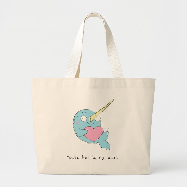 Narwhal Valentine's Day Kids Large Tote Bag (Front)
