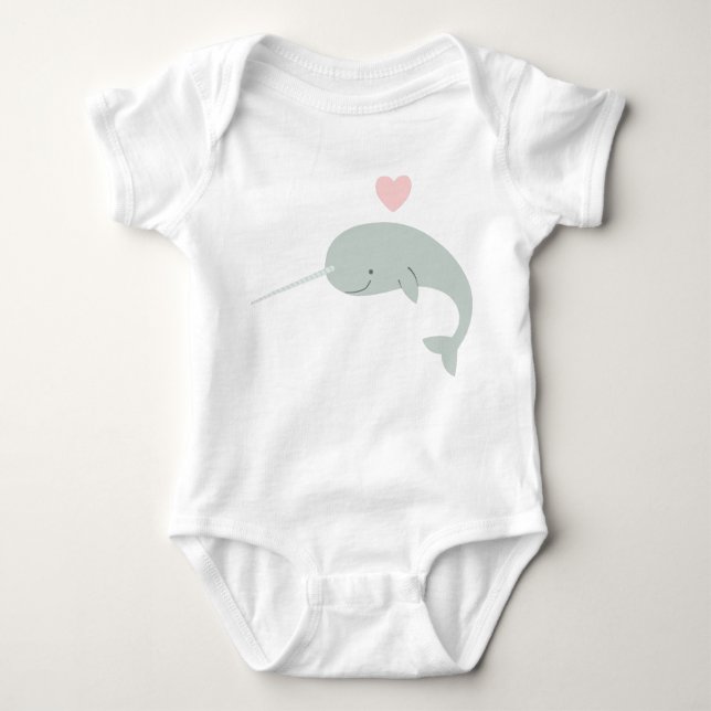 Narwhal Whale Baby Bodysuit (Front)