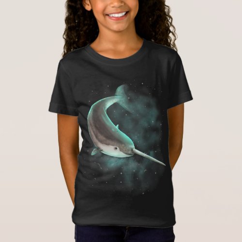 Narwhal Whale Cosmic Galaxy Celestial Outer Space  T_Shirt