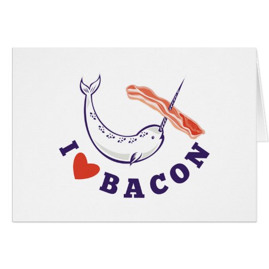 narwhal whale i love bacon cards (Front Horizontal)