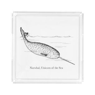 Narwhal Whale Unicorn of the Sea Acrylic Tray