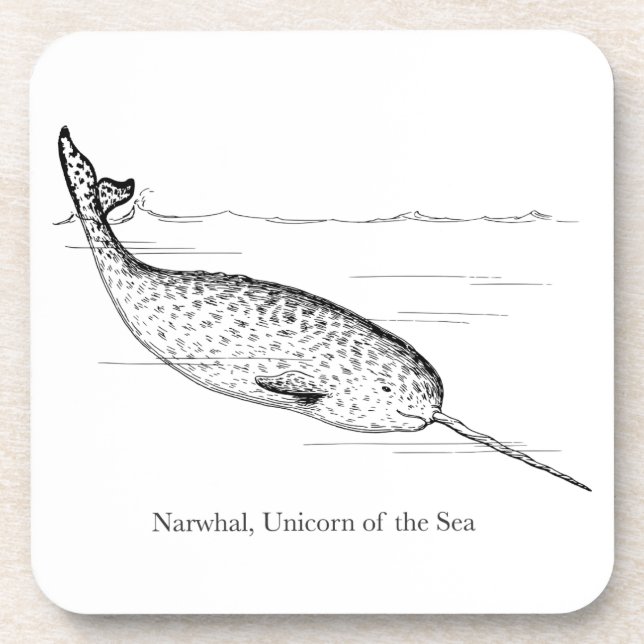 Narwhal Whale Unicorn of the Sea Drink Coaster (Front)
