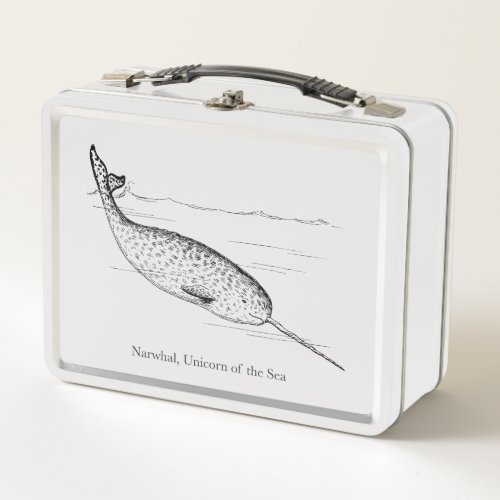 Narwhal Whale Unicorn of the Sea Metal Lunch Box