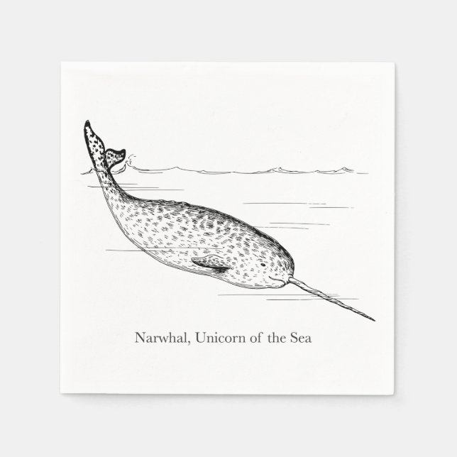 Narwhal Whale Unicorn of the Sea Napkins (Front)