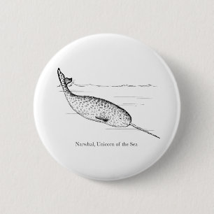 Narwhal Whale Unicorn of the Sea Pinback Button