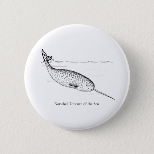 Narwhal Whale Unicorn of the Sea Pinback Button