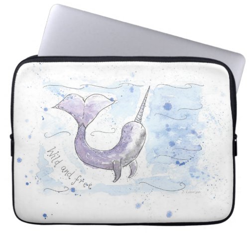 Narwhal Wild and Free design Laptop Sleeve