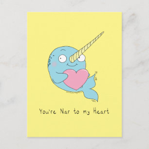Narwhal with Heart Love Postcard