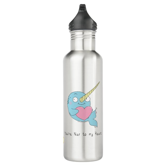 Narwhal with Heart Valentine’s Day Water Bottle (Right)