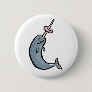 narwhale and donut button