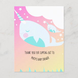 Narwhale Ombre Baby Shower Ombré   Postcard